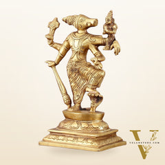 Pure Brass Lord Varaha with Goddess Lakshmi & Bhumi Devi – 8.5 inch