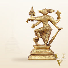 Pure Brass Lord Varaha with Goddess Lakshmi & Bhumi Devi – 8.5 inch