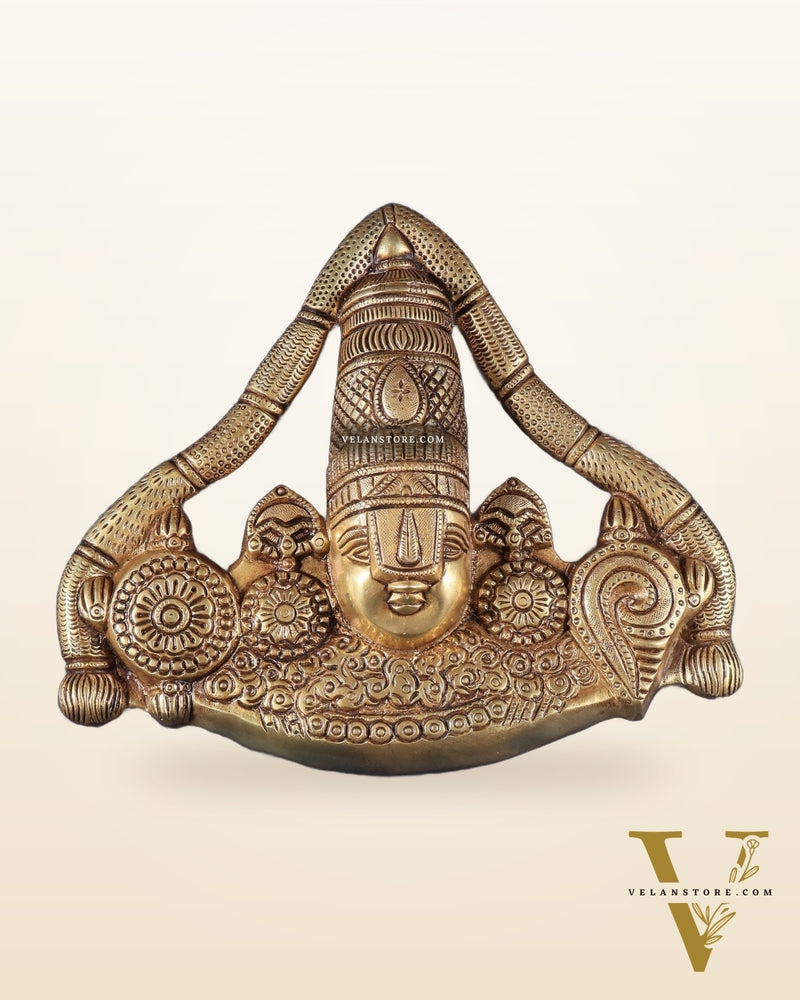 Pure Brass Lord Venkateshwara Tirupati Balaji face Wall Hanging 10 inch