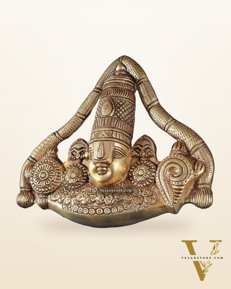 Pure Brass Lord Venkateshwara Tirupati Balaji face Wall Hanging 10 inch