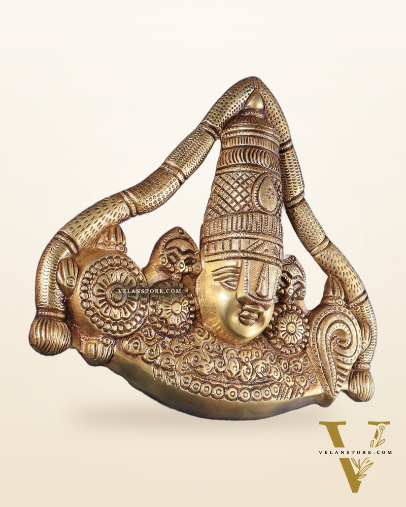 Pure Brass Lord Venkateshwara Tirupati Balaji face Wall Hanging 10 inch