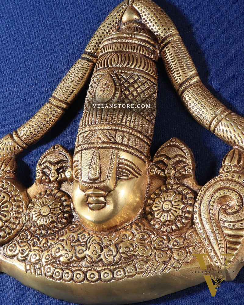 Pure Brass Lord Venkateshwara Tirupati Balaji face Wall Hanging 10 inch