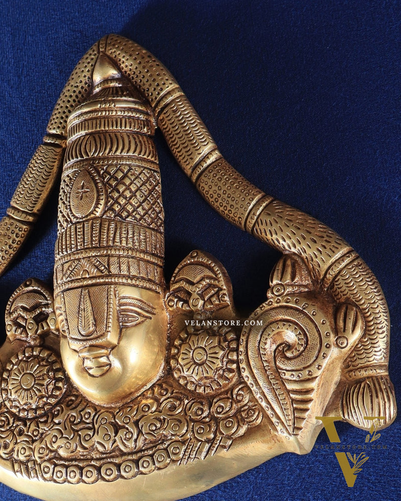 Pure Brass Lord Venkateshwara Tirupati Balaji face Wall Hanging 10 inch