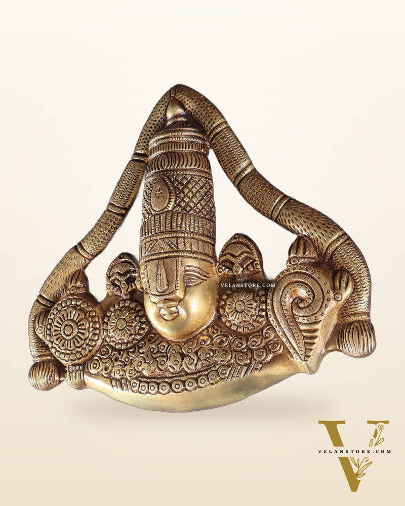 Pure Brass Lord Venkateshwara Tirupati Balaji face Wall Hanging 10 inch