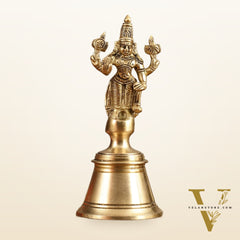 Pure Brass Lord Vishnu Hand Bell - 6.5 in Height