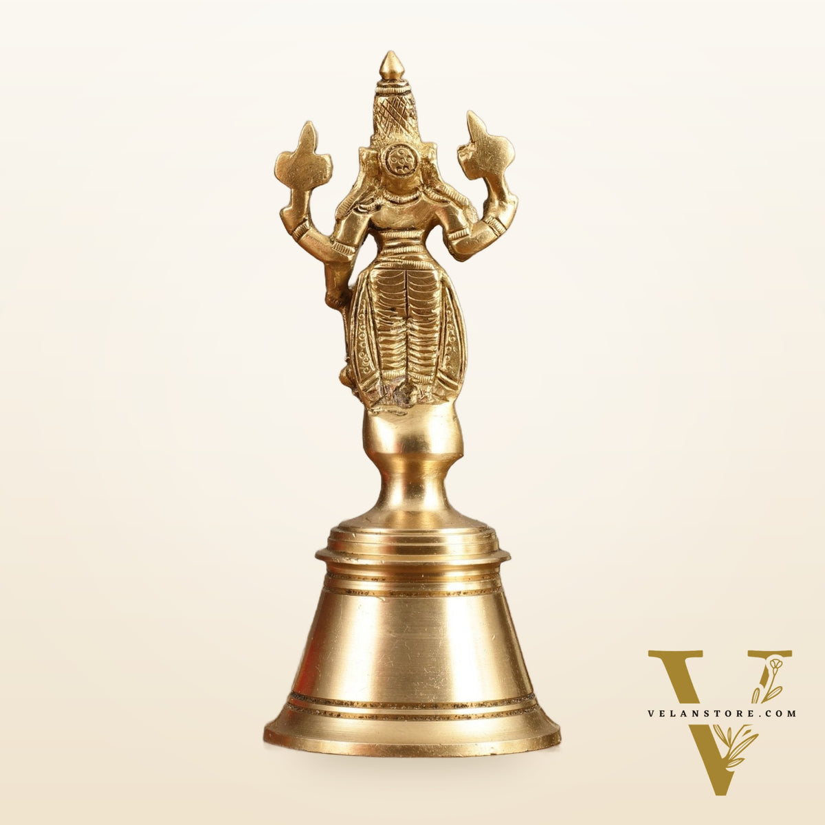 Pure Brass Lord Vishnu Hand Bell - 6.5 in Height