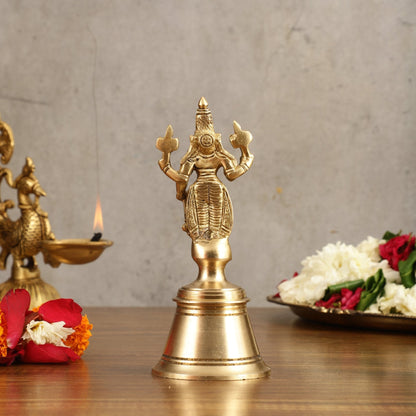 Pure Brass Lord Vishnu Hand Bell - 6.5 in Height