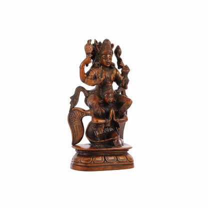 Pure Brass Lord Vishnu Seated on Garuda Statue - 8"