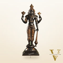 Pure Brass Lord Vishnu Statue | 20" Height | Black Gold Finish