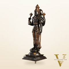 Pure Brass Lord Vishnu Statue | 20" Height | Black Gold Finish