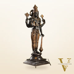 Pure Brass Lord Vishnu Statue | 20" Height | Black Gold Finish