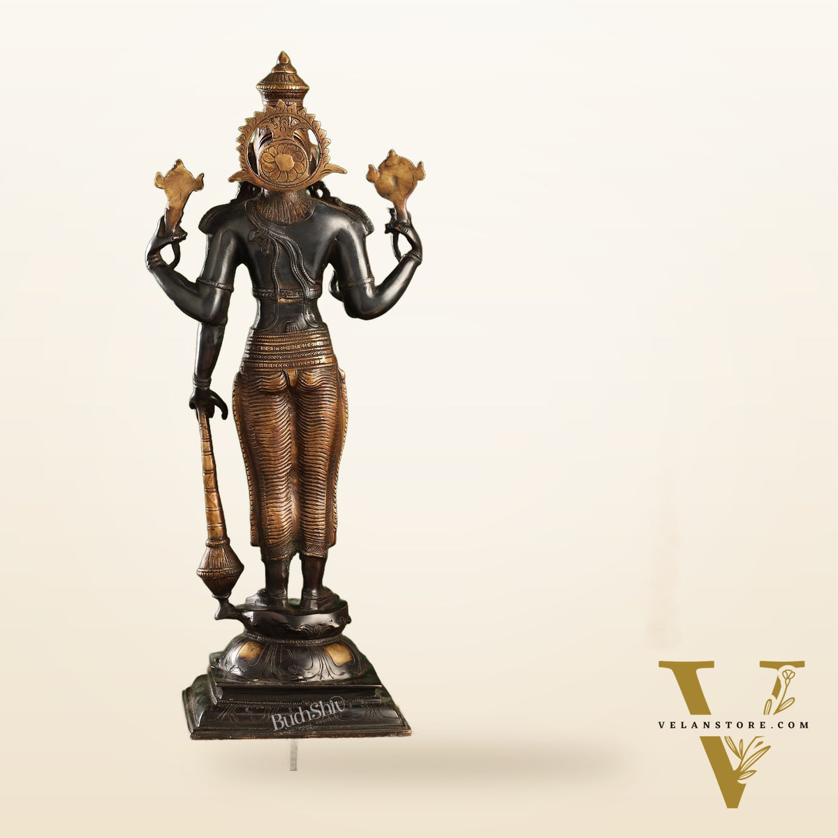 Pure Brass Lord Vishnu Statue | 20" Height | Black Gold Finish