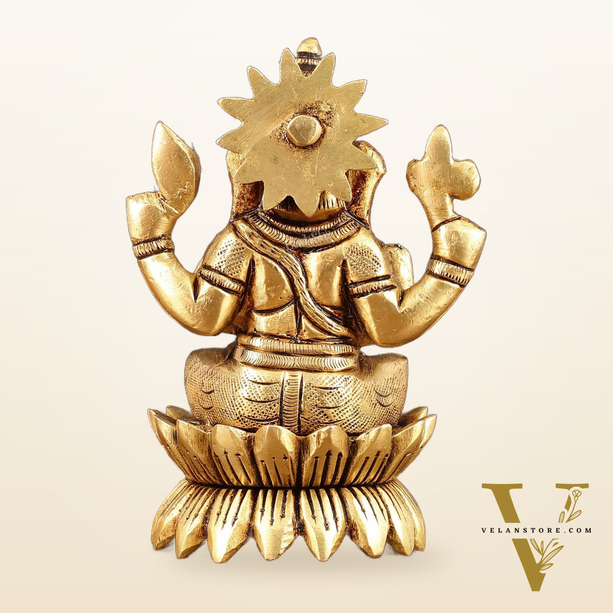 Pure Brass Lotus Ganesha Superfine Idol - 4" Height