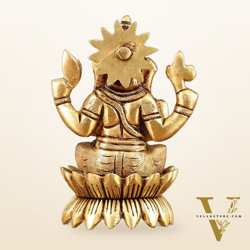 Pure Brass Lotus Ganesha Superfine Idol - 4" Height