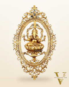 Pure Brass Lotus Ganesha Wall Hanging Frame – Large 30"