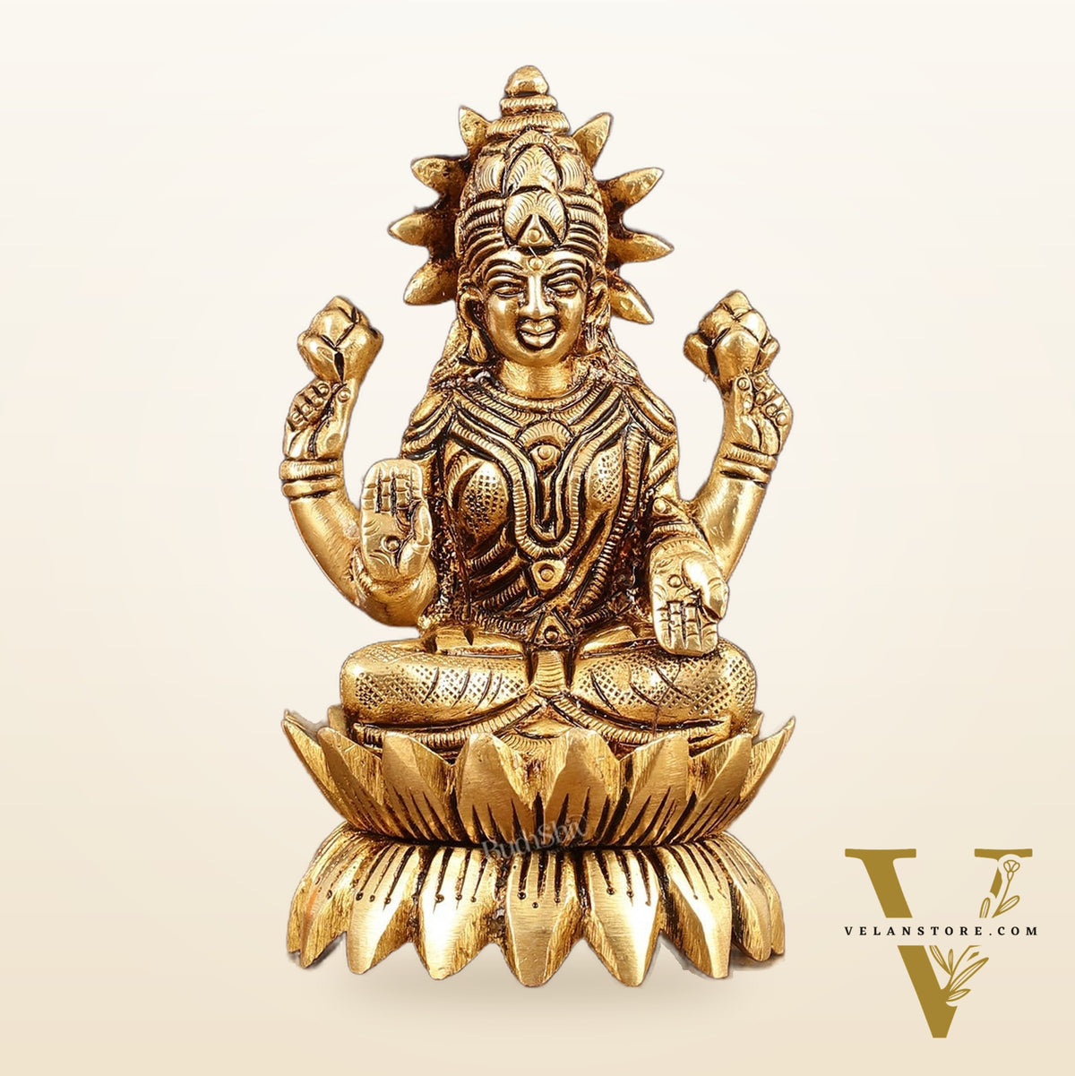 Pure Brass Lotus Lakshmi Superfine Idol - 4" Height