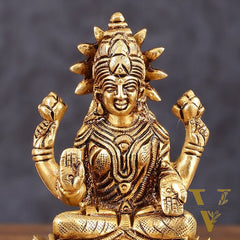 Pure Brass Lotus Lakshmi Superfine Idol - 4" Height
