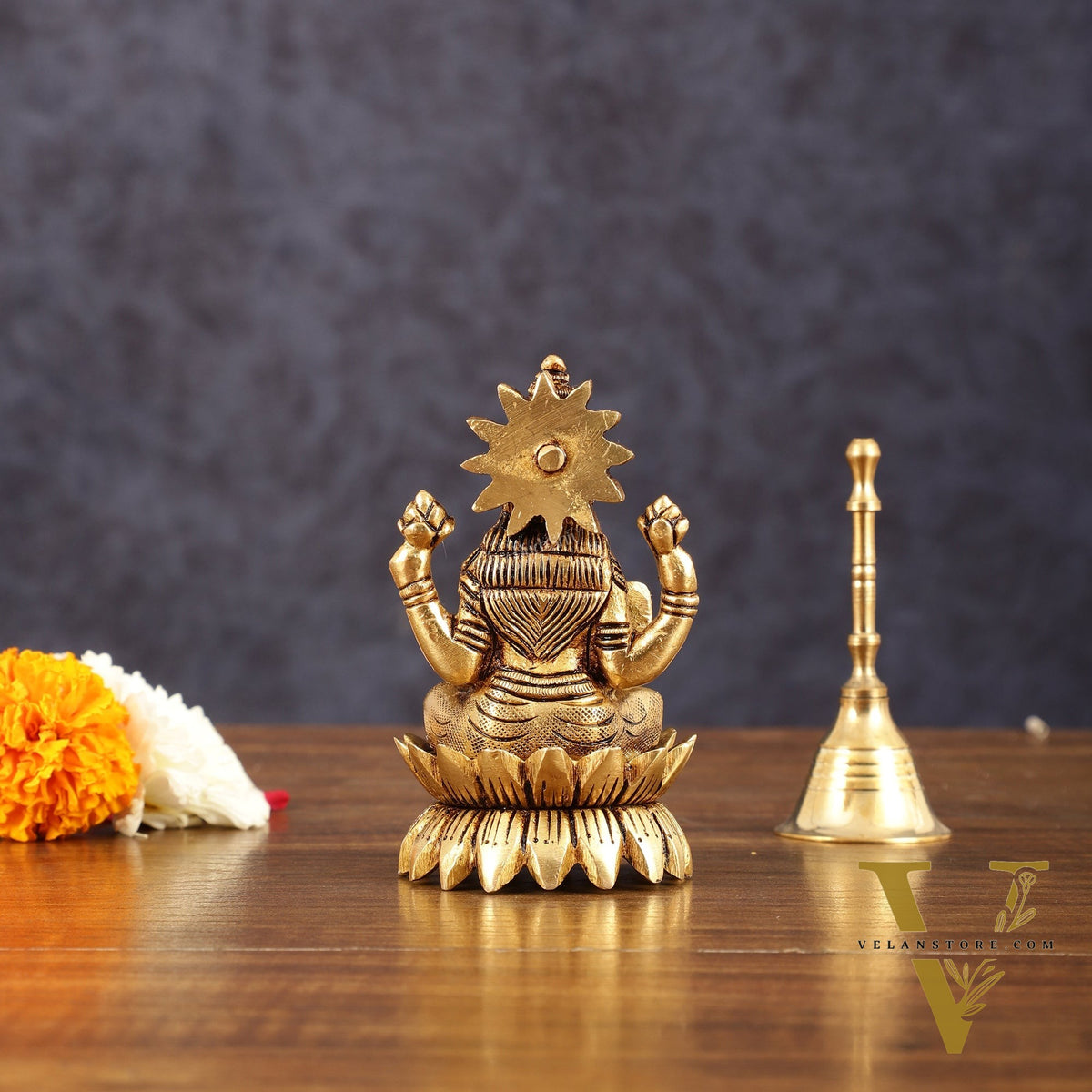 Pure Brass Lotus Lakshmi Superfine Idol - 4" Height