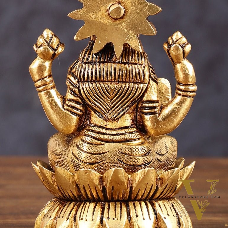 Pure Brass Lotus Lakshmi Superfine Idol - 4" Height