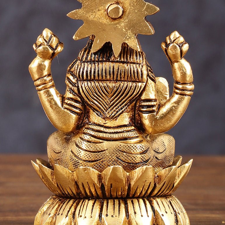Pure Brass Lotus Lakshmi Superfine Idol - 4" Height