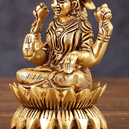 Pure Brass Lotus Lakshmi Superfine Idol - 4" Height