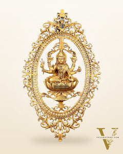 Pure Brass Lotus Lakshmi Wall Hanging Frame – Large 30"