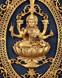 Pure Brass Lotus Lakshmi Wall Hanging Frame – Large 30"