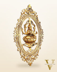 Pure Brass Lotus Lakshmi Wall Hanging Frame – Large 30"