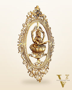 Pure Brass Lotus Saraswati Wall Hanging Frame – Large 30"