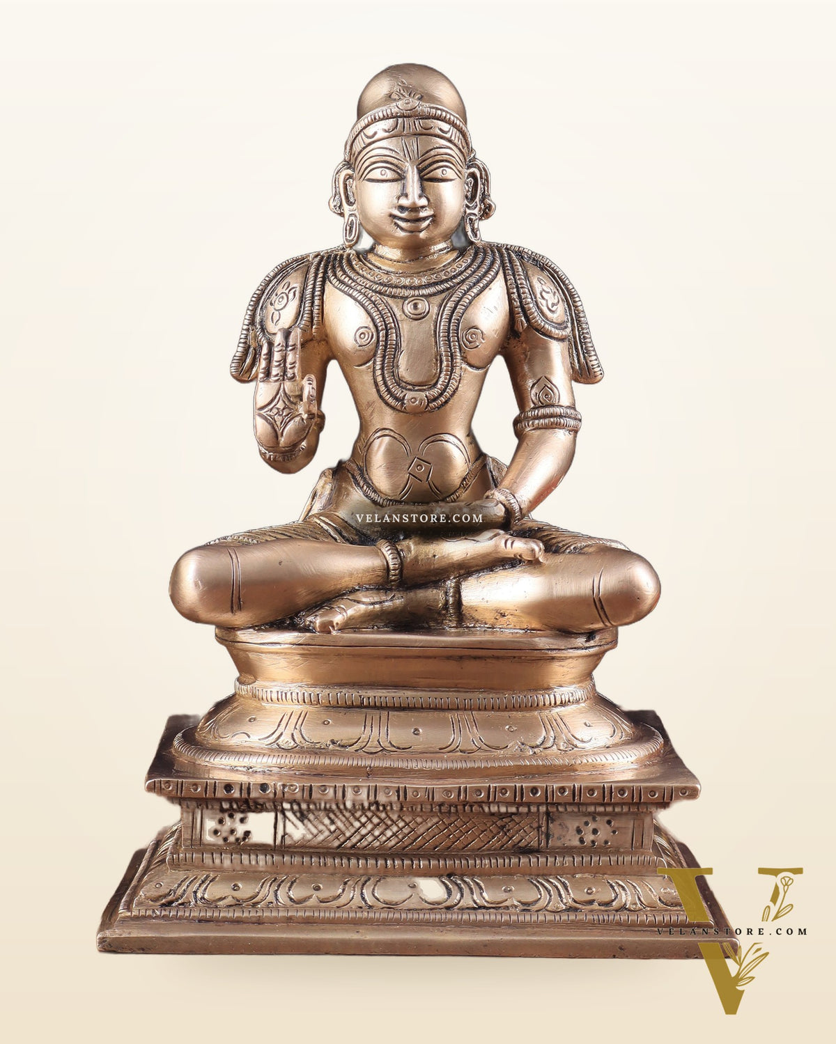 Pure Brass Madhurakavi Alvar - Azhwar Saint of South India 8.25"
