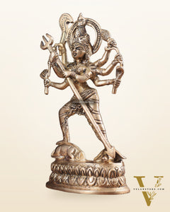 Pure Brass Mahishasur Mardini Durga Idol 8"