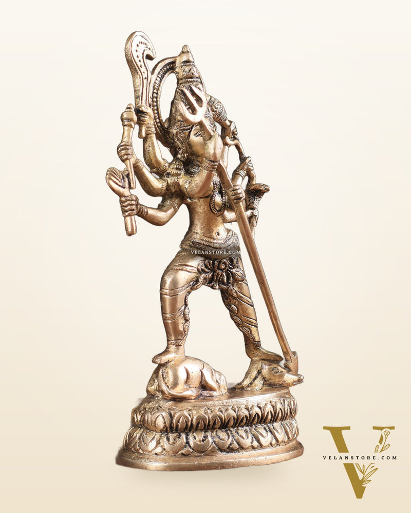 Pure Brass Mahishasur Mardini Durga Idol 8"