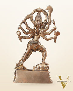 Pure Brass Mahishasur Mardini Durga Idol 8"