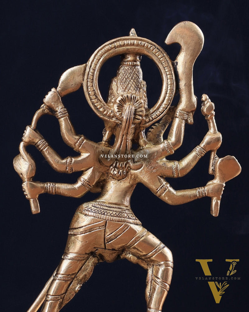 Pure Brass Mahishasur Mardini Durga Idol 8"