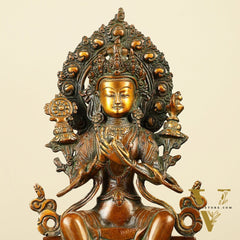 Pure Brass Maitreya Buddha Future Buddha Idol - Symbol of Hope 11"