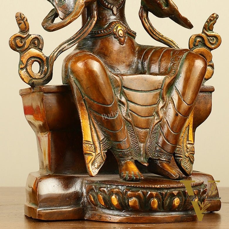 Pure Brass Maitreya Buddha Future Buddha Idol - Symbol of Hope 11"