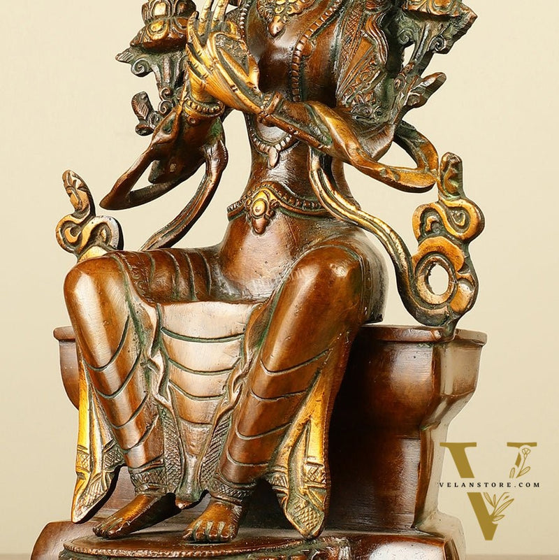 Pure Brass Maitreya Buddha Future Buddha Idol - Symbol of Hope 11"