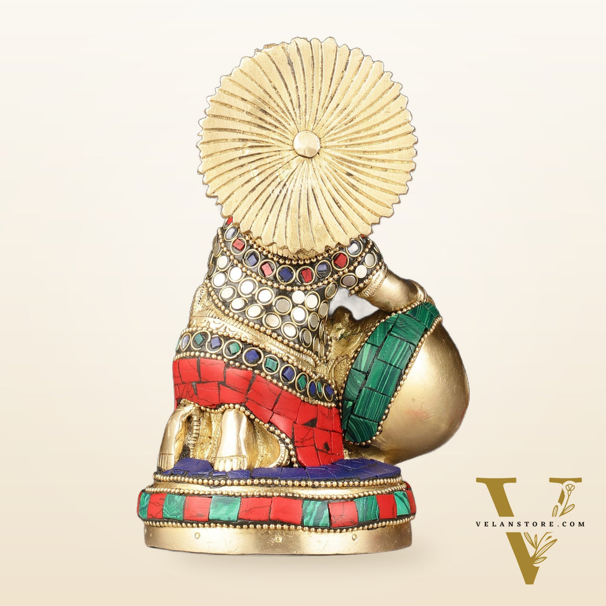 Pure Brass Makhan Chor Bal Gopal Krishna Idol Multicolour 6"