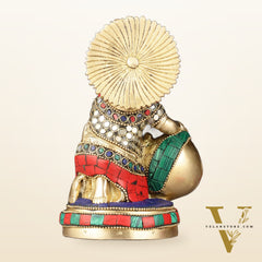 Pure Brass Makhan Chor Bal Gopal Krishna Idol Multicolour 6"