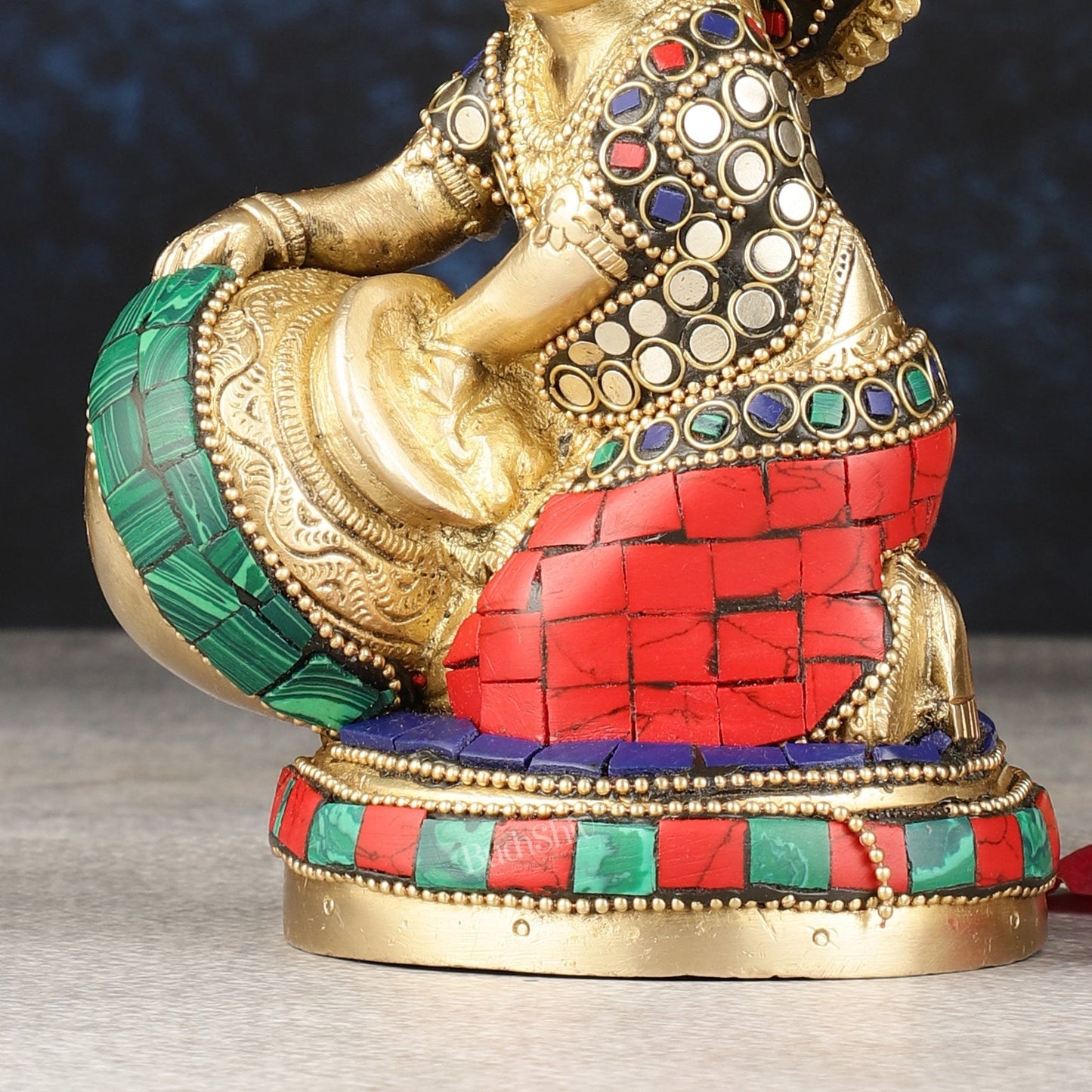 Pure Brass Makhan Chor Bal Gopal Krishna Idol Multicolour 6"