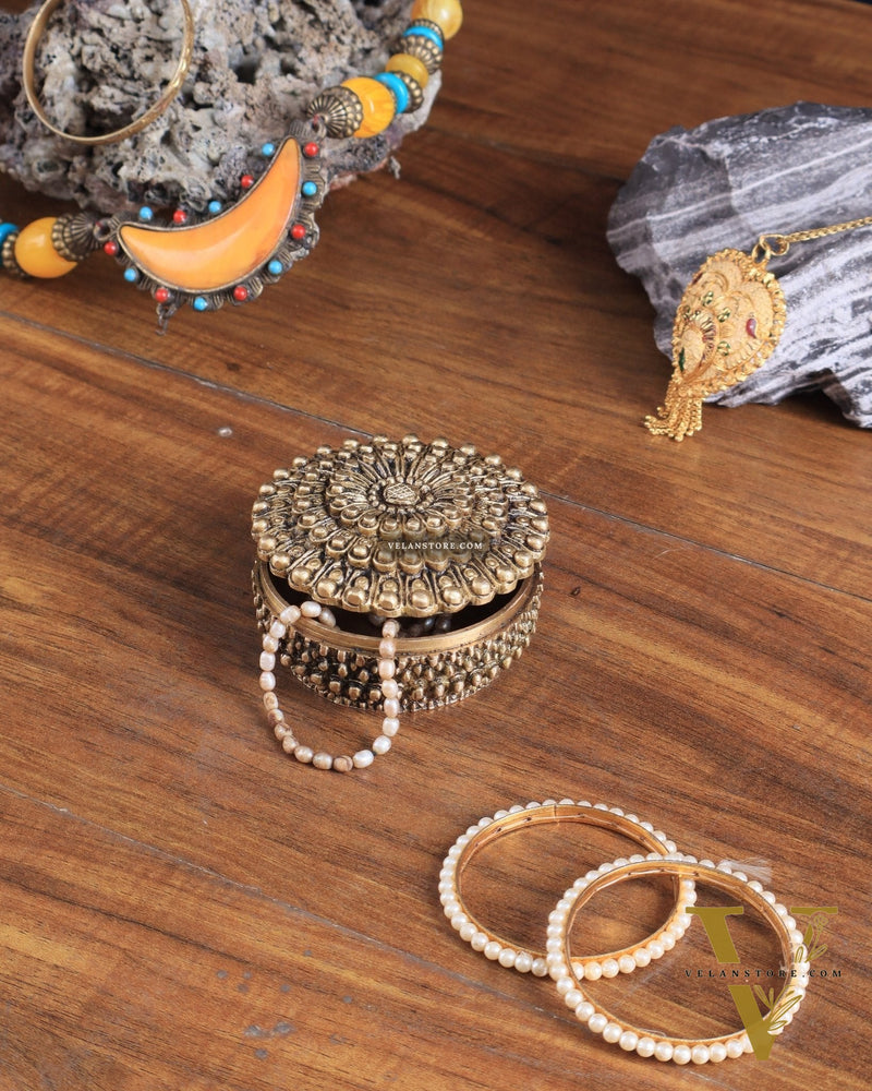 Pure Brass Mandala Design Kumkum Box / Multipurpose Box small