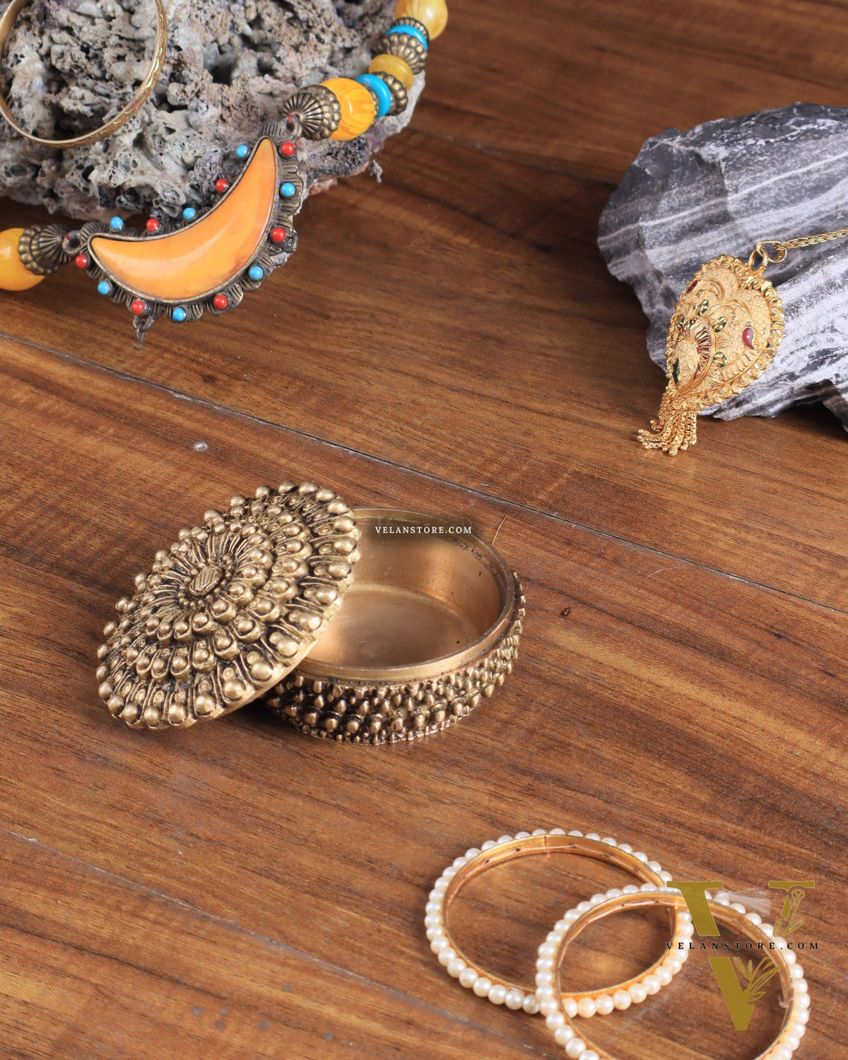 Pure Brass Mandala Design Kumkum Box / Multipurpose Box small