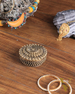 Pure Brass Mandala Design Kumkum Box / Multipurpose Box small