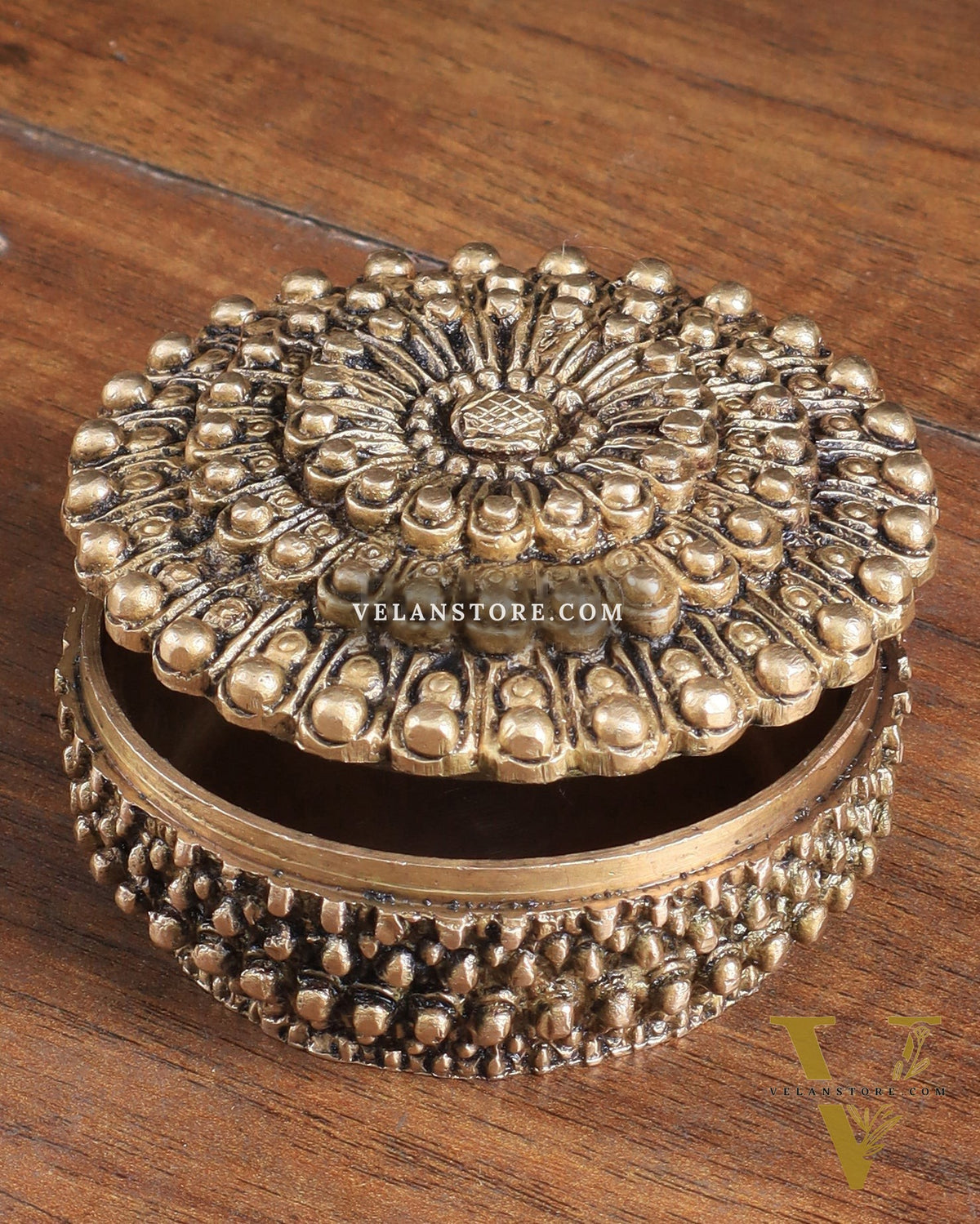 Pure Brass Mandala Design Kumkum Box / Multipurpose Box small