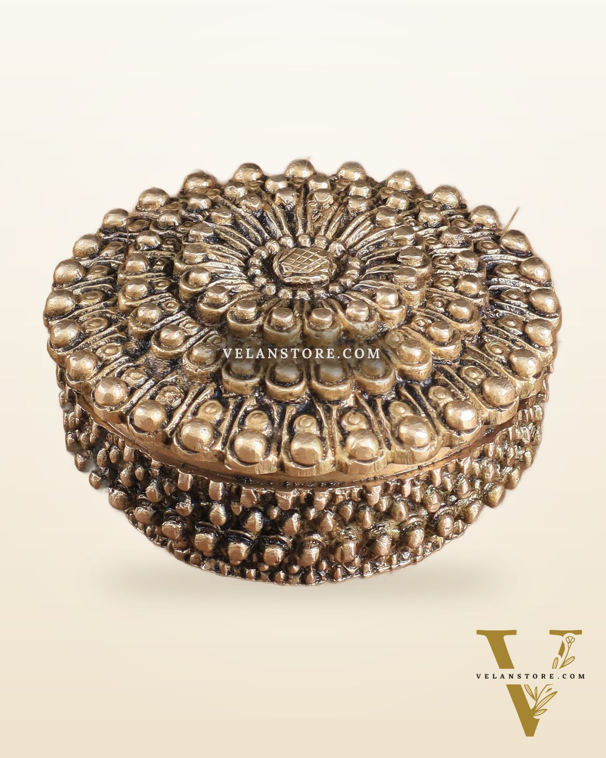 Pure Brass Mandala Design Kumkum Box / Multipurpose Box small