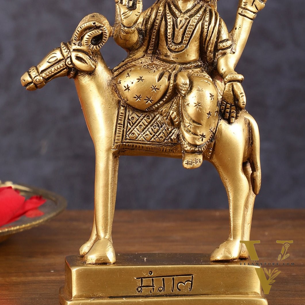 Pure Brass Mangal Grah (Mars Angaraka) Idol for Pooja & Vastu - 6 Inch Height