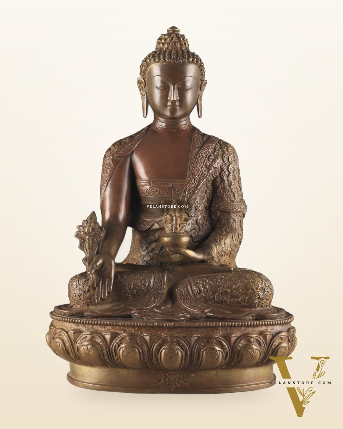 Pure Brass medicine Buddha Statue 17" Bronze tone