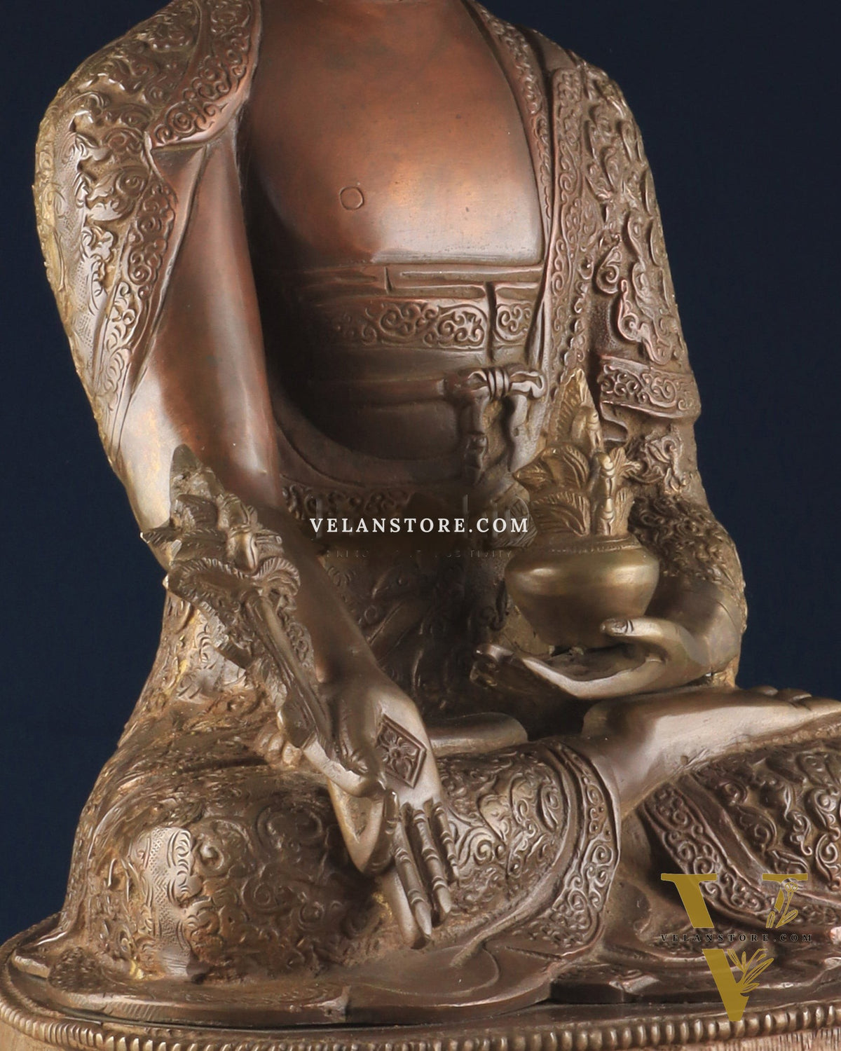 Pure Brass medicine Buddha Statue 17" Bronze tone