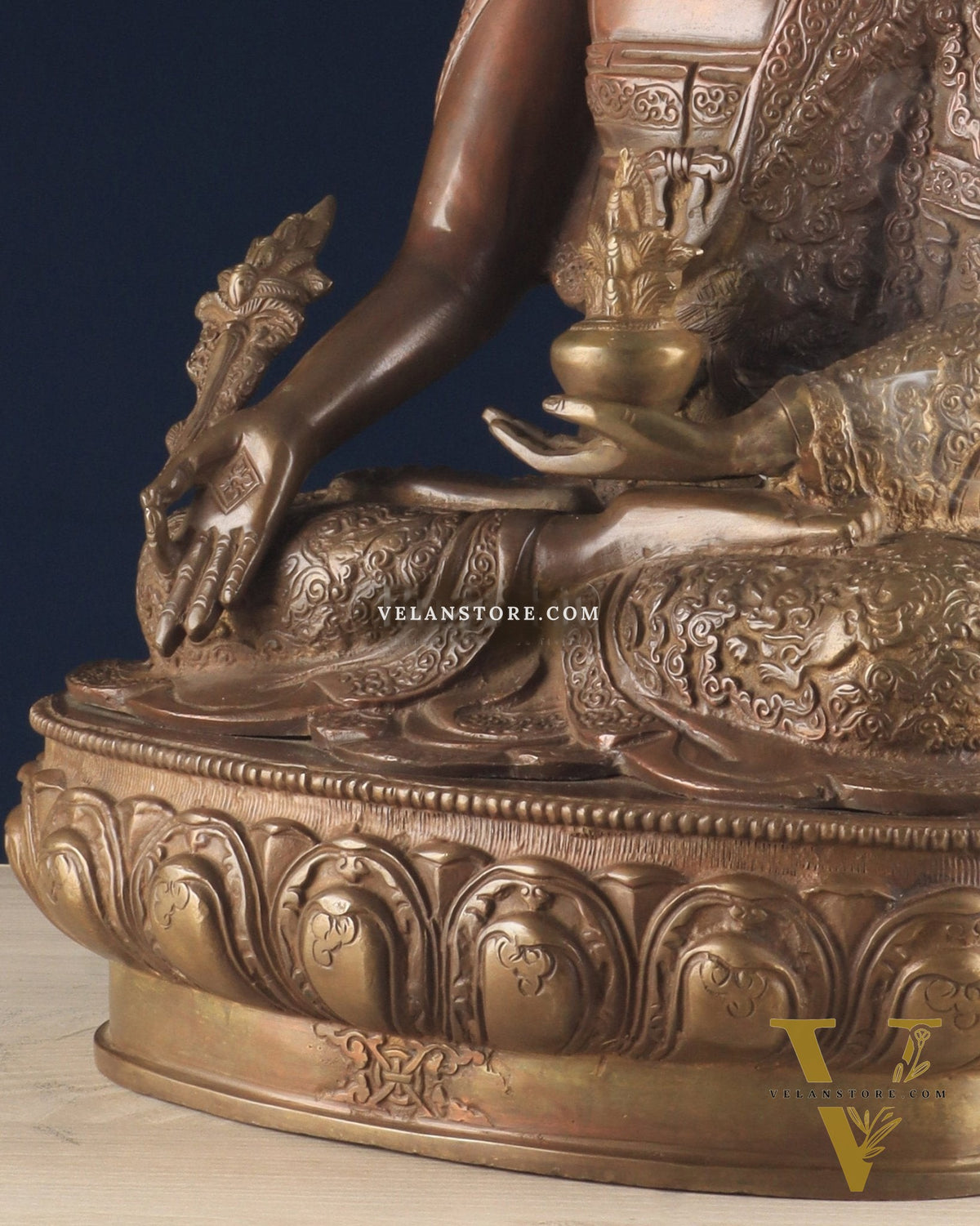 Pure Brass medicine Buddha Statue 17" Bronze tone