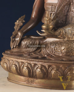 Pure Brass medicine Buddha Statue 17" Bronze tone